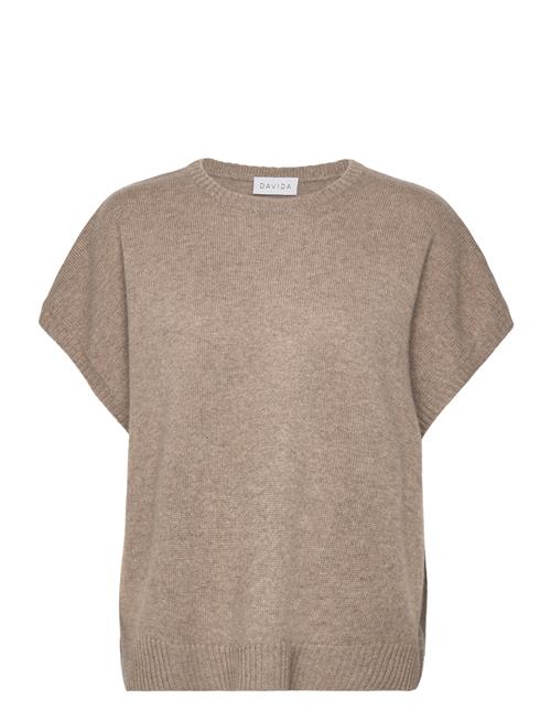 Se Davida Cashmere Cap Sleeve T-Shirt Davida Cashmere Beige ved Booztlet