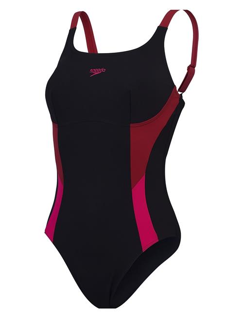 Speedo Womens Shaping Solid Splice Swimsuit Speedo Black