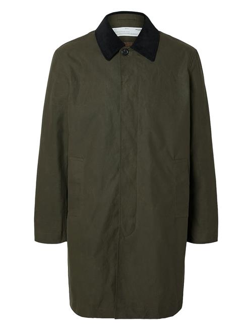 Selected Homme Slhwalter Waxed Cotton Coat Selected Homme Khaki