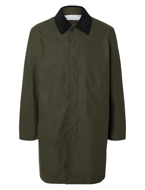 Se Slhwalter Waxed Cotton Coat Selected Khaki ved Booztlet