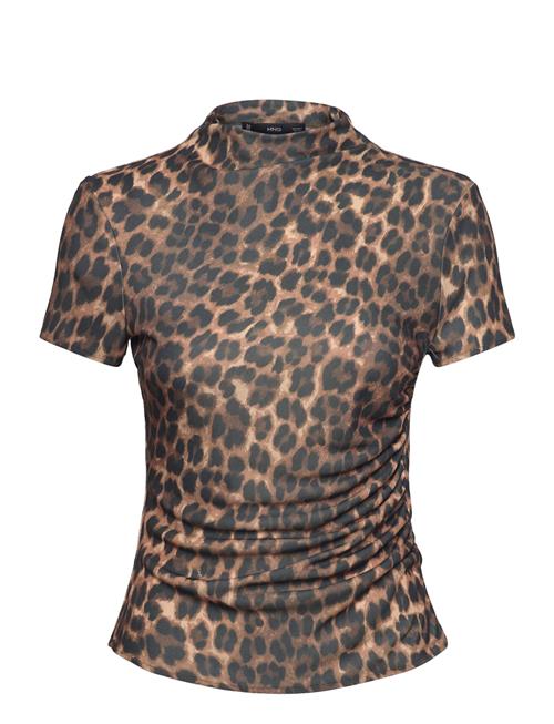 Se Mango Leopard-Print T-Shirt With Ruffled Detail Mango Brown ved Booztlet