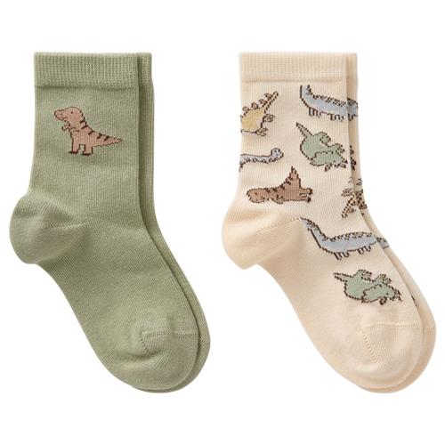 Se Buddy & Hope Albert 2-Pack Sokker Dinosaurs | Grønn | 20-23 EU ved Babyshop