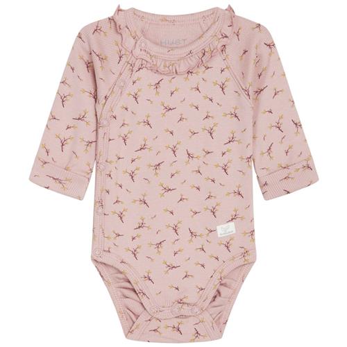 Se Hust&Claire GOTS Bing Blomstret Wrap Body Dusty Rose | Lyserød | 44 cm ved Babyshop