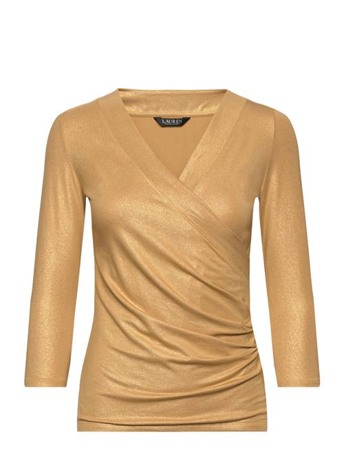 Lauren Ralph Lauren Metallic Jersey Surplice Top Lauren Ralph Lauren Gold