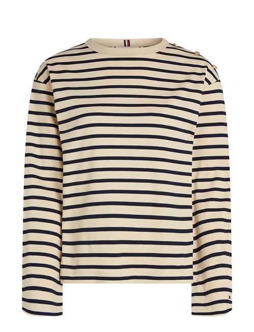 Se Tommy Hilfiger Rlx Gold Btn Stripe C-Nk Ls Tommy Hilfiger Beige ved Booztlet