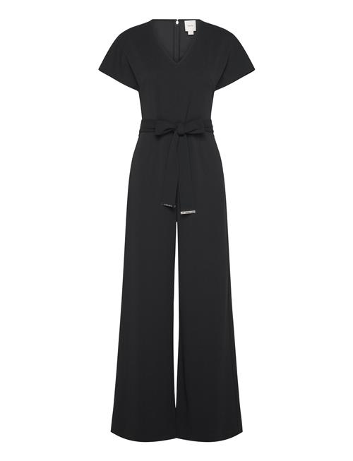 Calvin Klein Scuba Crepe Ss Belted Jumpsuit Calvin Klein Black