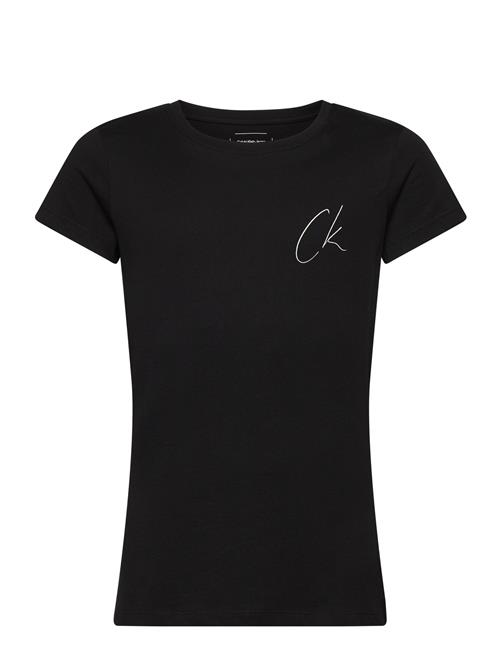 Se Calvin Klein Ck Signage Slim Ss T-Shirt Calvin Klein Black ved Booztlet