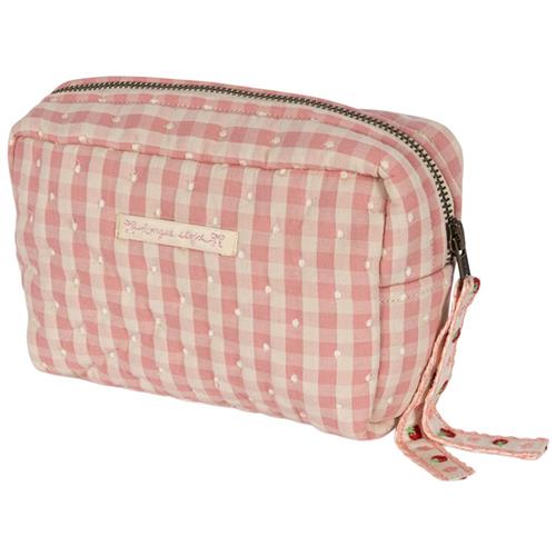 Se Konges Sløjd Seersucker Small Toiletry Bag Powder Pink Check | Lyserød | 0 ved Babyshop