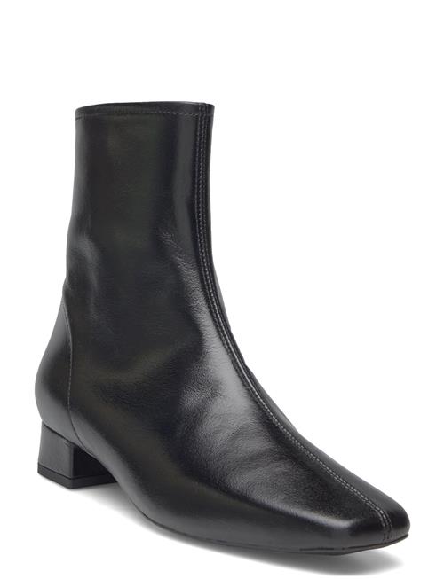 Mango Heeled Leather Ankle Boot Mango Black