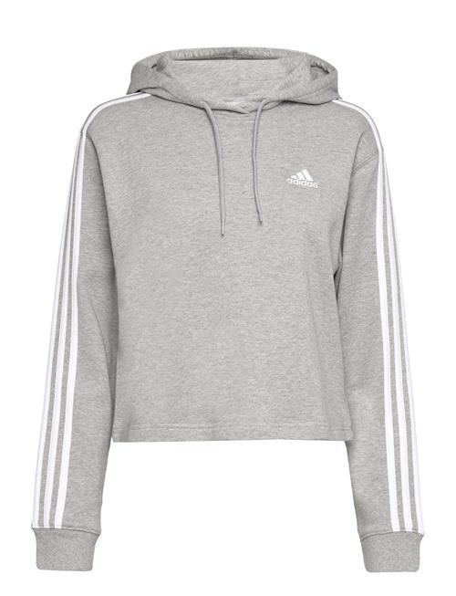 Se adidas Sportswear Essentials 3-Stripes French Terry Crop Hoodie Adidas Sportswear Grey ved Booztlet