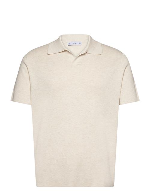 Se Mango Fine-Knit Cotton Polo Shirt Mango Cream ved Booztlet