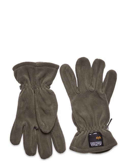 Se Alpha Industries Label Fleece Gloves Alpha Industries Green ved Booztlet