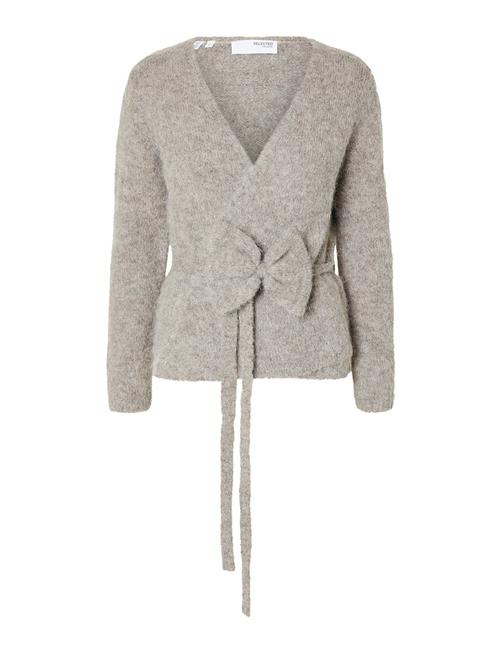 Selected Femme Slfgabella Ls Knit Bow Cardigan Selected Femme Grey