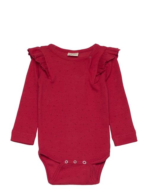 Se Petit Piao Body L/S Frill Modal Dot Petit Piao Red ved Booztlet