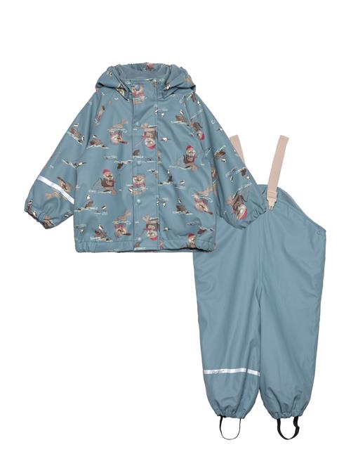 Se CeLaVi Rainwear Set - Aop, W. Fleece CeLaVi Blue ved Booztlet