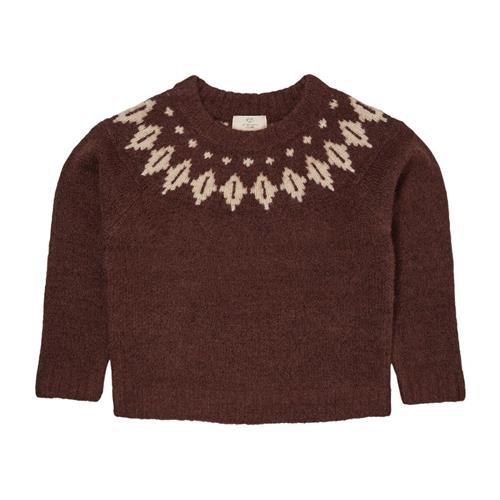 Copenhagen Colors Strikket sweater i Dark Brown og Cream | Brun | 104 cm