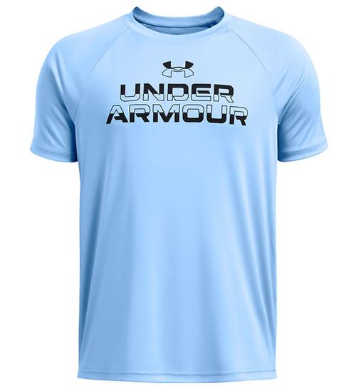 Se Under Armour T-Shirt - Tech Split Wordmark - Horizon Blue ved KidsWorld