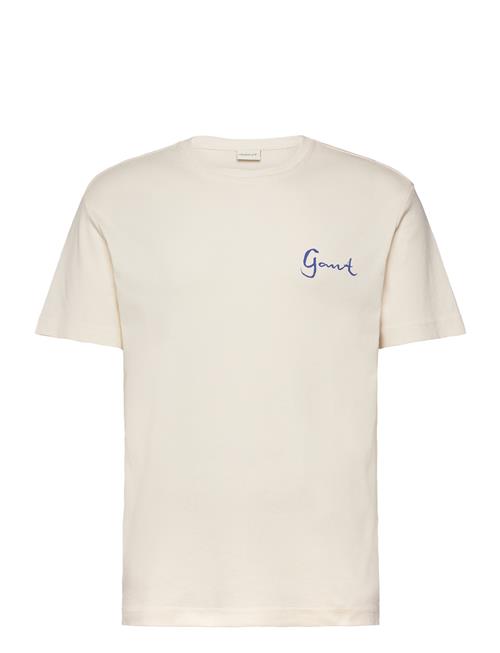 Se GANT Seasonal Graphic Tshirt GANT Cream ved Booztlet