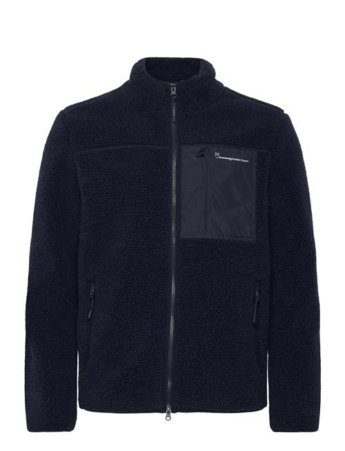 Se Knowledge Cotton Apparel Teddy Fleece Zip Sweat - Grs/Vegan Knowledge Cotton Apparel Navy ved Booztlet