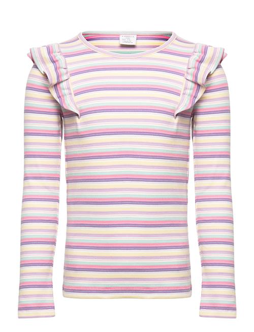 Se Lindex Top Frill Detail Stripe Lindex Pink ved Booztlet