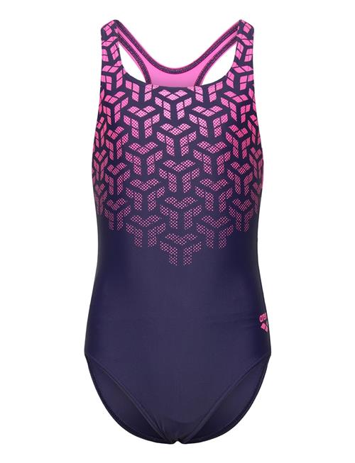 Se Arena Girl's Arena Kikko V Swimsuit Swim Pro Back Black- Arena Navy ved Booztlet