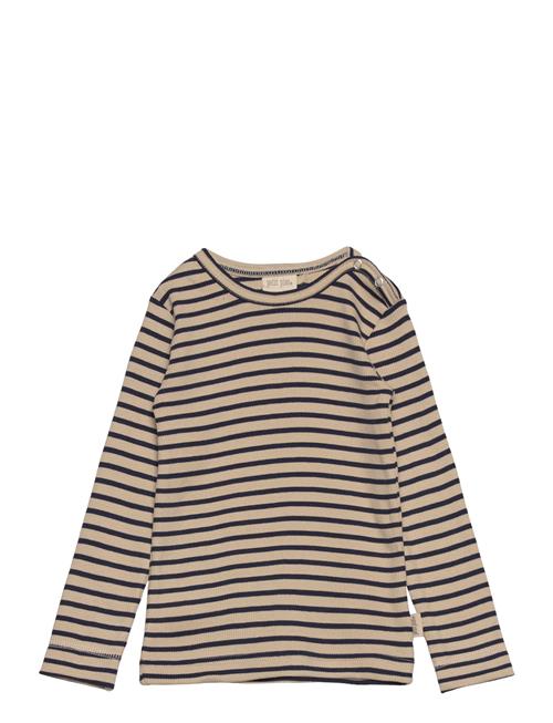 Se Petit Piao T-Shirt L/S Modal Striped Petit Piao Beige ved Booztlet