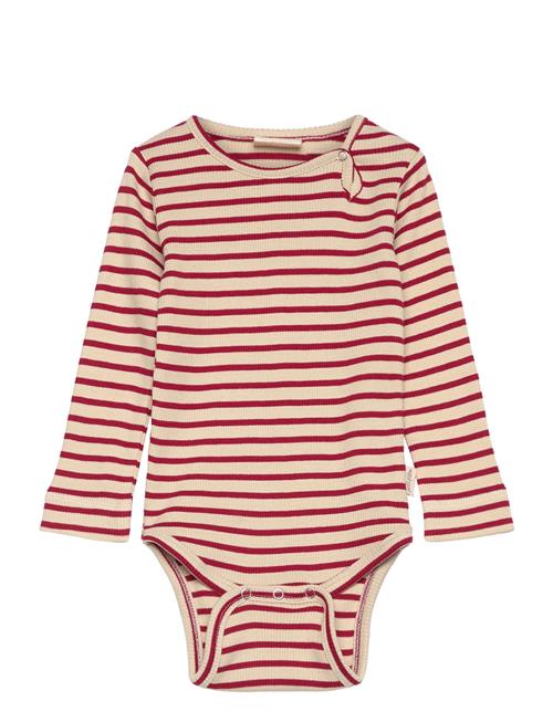 Se Petit Piao Body L/S Modal Striped Petit Piao Red ved Booztlet