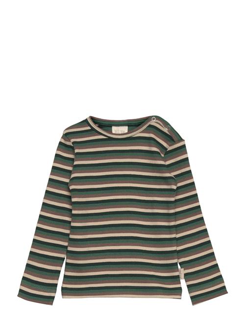 Se Petit Piao T-Shirt L/S Modal Multi Striped Petit Piao Green ved Booztlet