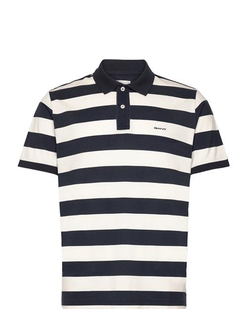 Se GANT Heavy Washed Striped Polo GANT Blue ved Booztlet