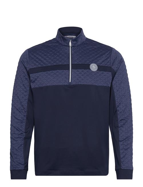 Original Penguin Golf 1/4 Zip Mixed Media Heritage Block Pullover Original Penguin Golf Navy