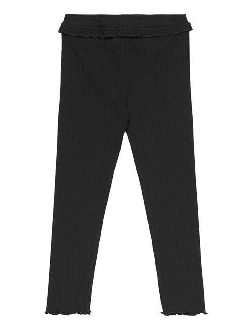 Mango Cotton Ribbed Leggings Mango Black