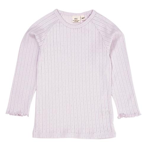 Copenhagen Colors Langærmet T-shirt i Lavender med Pointelle strik | Lilla | 92 cm