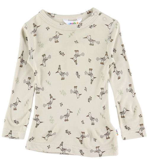 Se Joha Bluse - Bambus - Beige m. Fugle ved KidsWorld