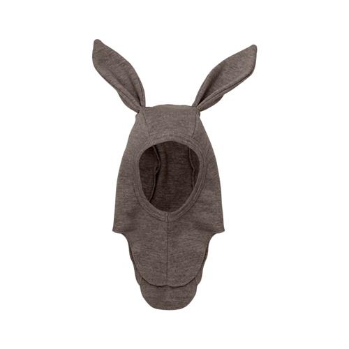 Se Huttelihut Balaclava Ears Wool Rib Brown Melange | Brun | 74/80 cm ved Babyshop