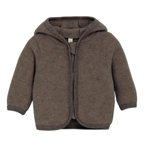 Se Huttelihut Jakke Ears Wool Fleece (M) Brown Melange | Brun | 104 cm ved Babyshop