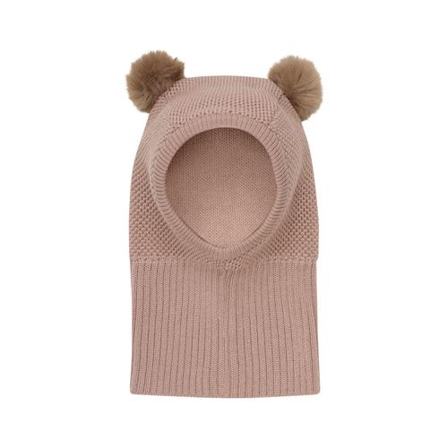 Huttelihut Balaclava Windstop m. Pomponer Mahogany Rose | Lyserød | 4-6 years