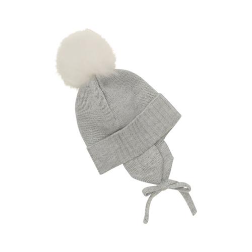 Se Huttelihut Baby Bonnet Uld Strik Alpaka Pompon Medium Grey Melange | Grå | 50/56 cm ved Babyshop