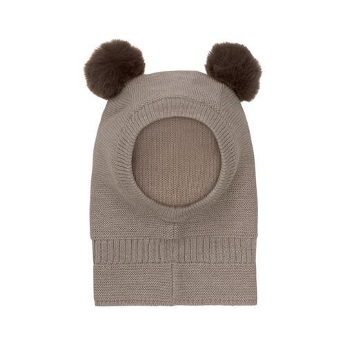 Huttelihut Balaclava Windstop m. Pompomer Brown Melange | Brun | 12-24 months