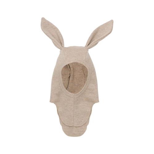 Huttelihut Balaclava Ears Wool Rib Camel Melange | Brun | 62/68 cm