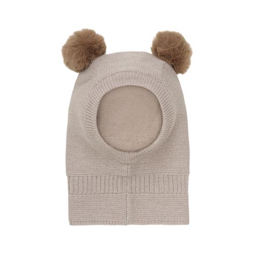 Se Huttelihut Balaclava Windstop m. Pompoms Camel Melange | Brun | 0-12 months ved Babyshop