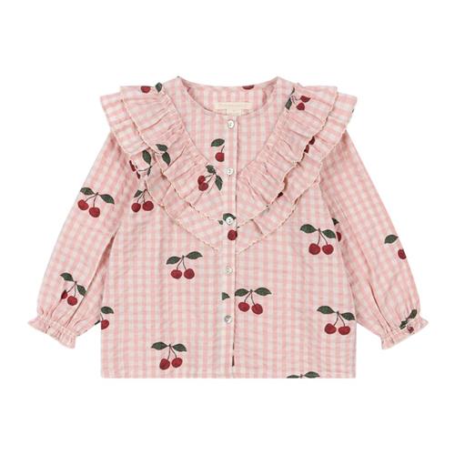 Konges Sløjd Kim Frill Blouse Gots - Cherry Check | Lyserød | 7-8 years