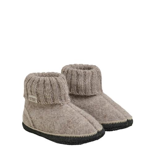 Se Huttelihut Tøfler Uld Camel Melange | Brun | 24 EU ved Babyshop