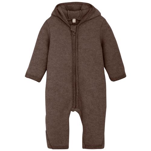 Huttelihut Pram Suit Ears Wool Fleece (S) Brown Melange | Brun | 56 cm