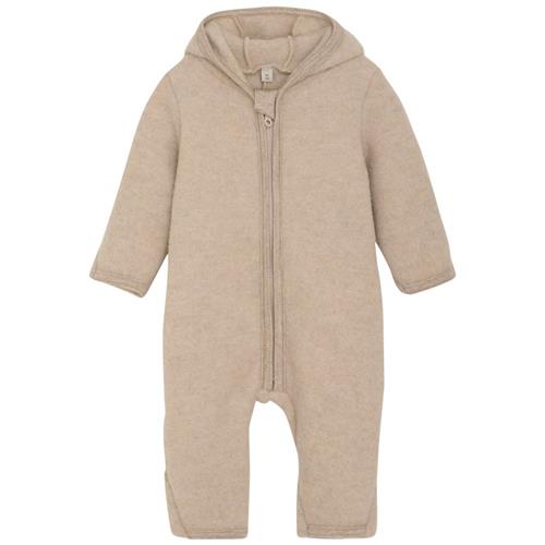 Huttelihut Pram Suit Ears Wool Fleece (S) Camel Melange | Brun | 56 cm