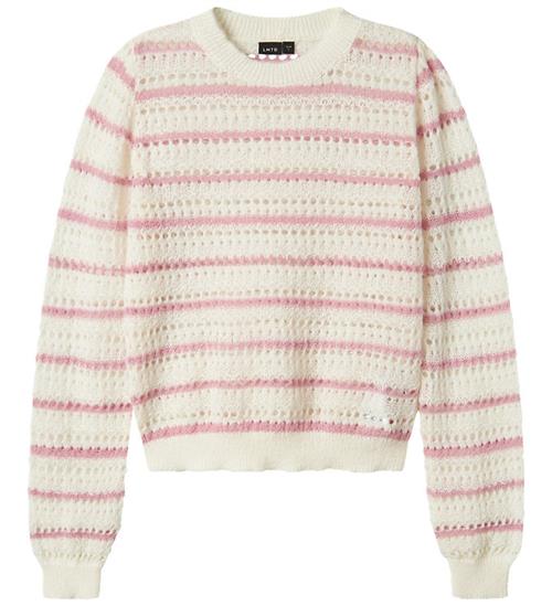 Se LMTD Bluse - Strik - NlfKuvi - Mauve Mist/White Stripes ved KidsWorld