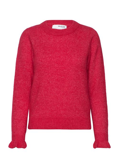 Se Selected Femme Slfsia Ras Ls Knit Frill Cuff O-Neck B Selected Femme Red ved Booztlet