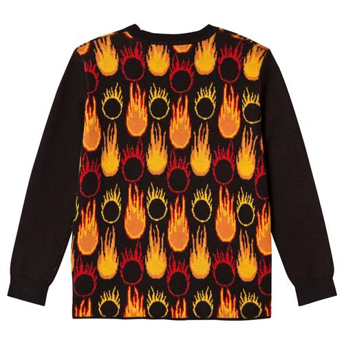 Stella McCartney Kids Black and Orange Lucky Jumper with Flame Print | Sort | 14 years