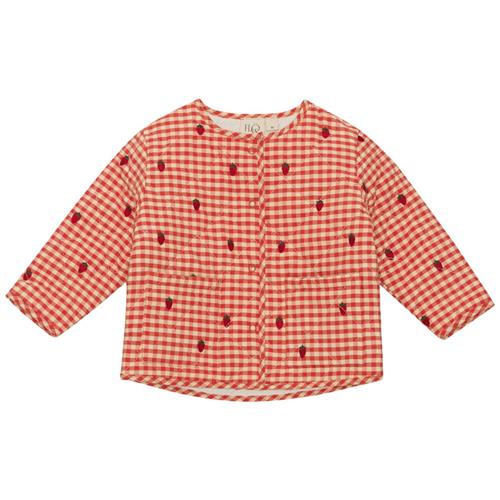 Se Flöss Molly Gingham Quiltet Jakke Berry | Rød | 116 cm ved Babyshop