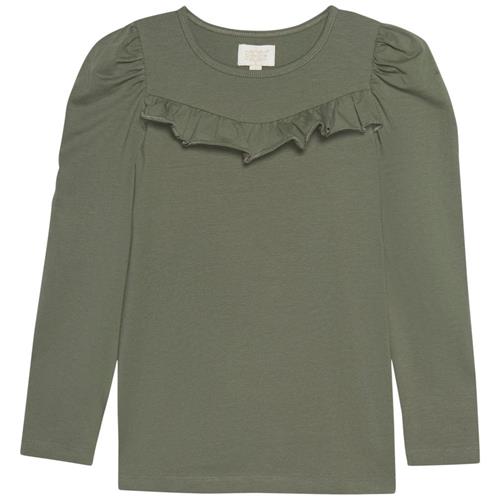 Creamie Flæset Langærmet T-shirt Deep Lichen Green | Grønn | 128 cm