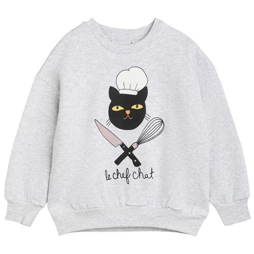 Mini Rodini Sweatshirt Med Katteprint Gråmeleret | Grå | 116/122 cm